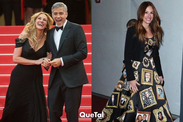 Julia Roberts usa un vestido estampado con la cara de George Clooney